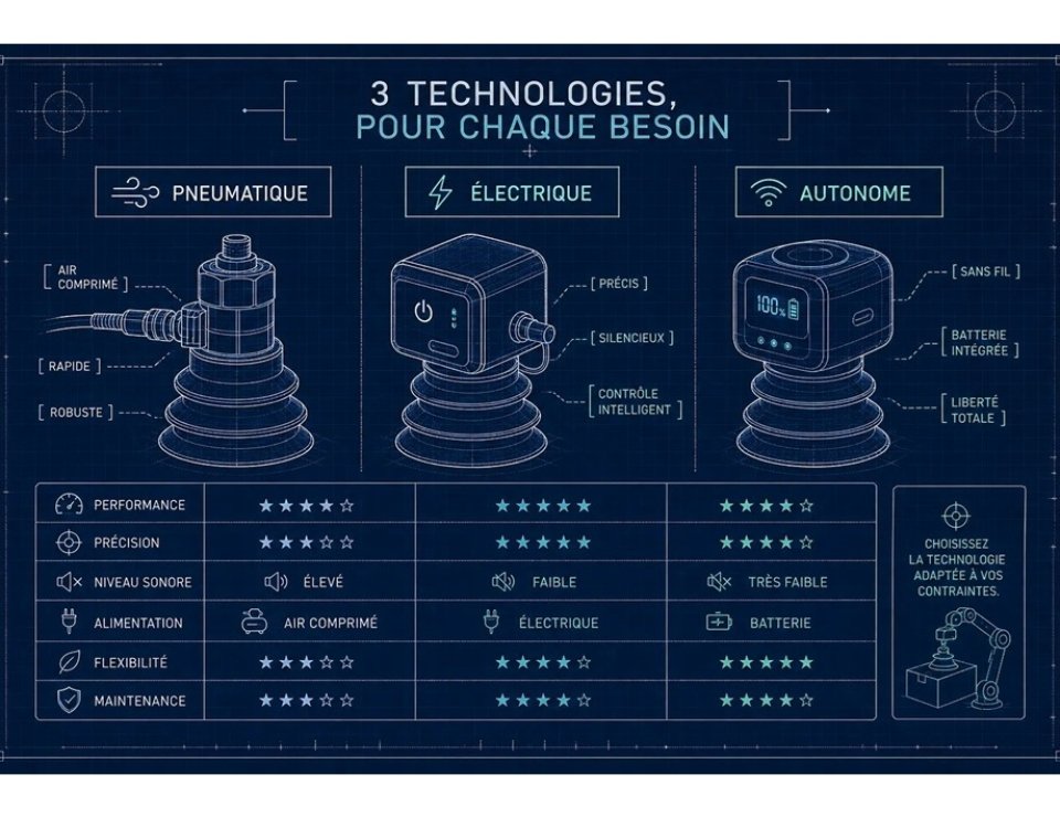Comparatif technologies Ventouses industrielles